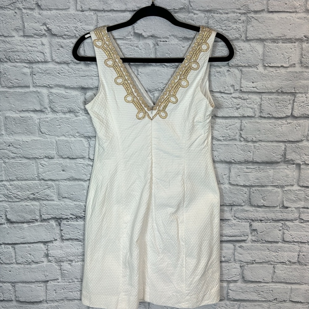 Lilly Pulitzer🦩 Bentley shift dress in white and gold - Picture 4 of 6